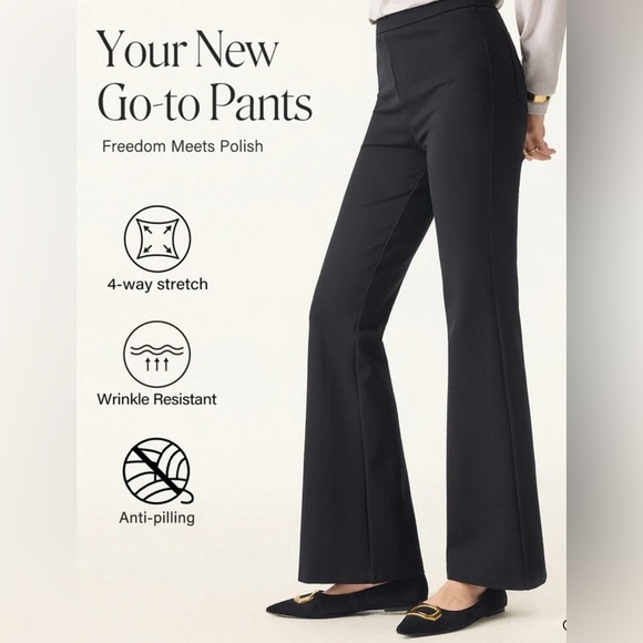 OGL Ponte-De-Roma Slimming Ponte High Rise Pull-on Flared Pants small Black NWT - Picture 2 of 12